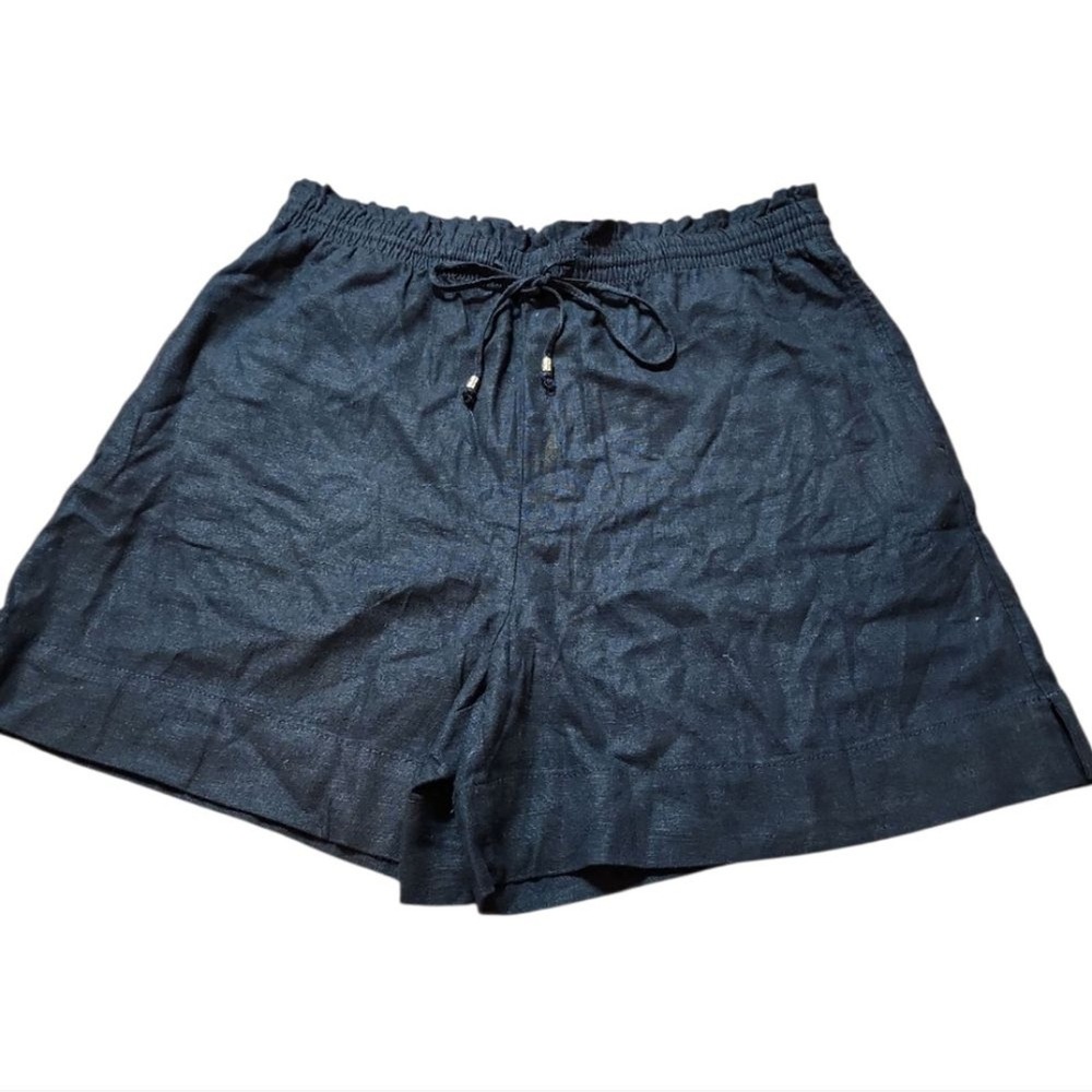 NEW H&M Black Linen Blend Paperbag Waist Drawstring Shorts Mens Size Medium New